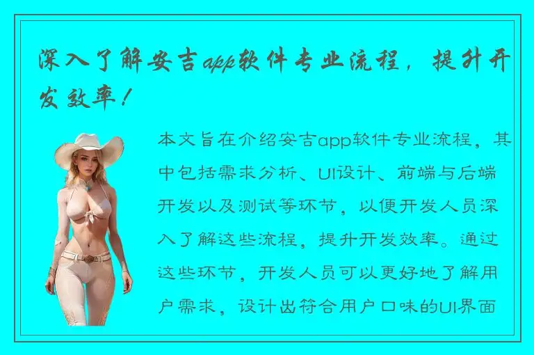 深入了解安吉app软件专业流程，提升开发效率！