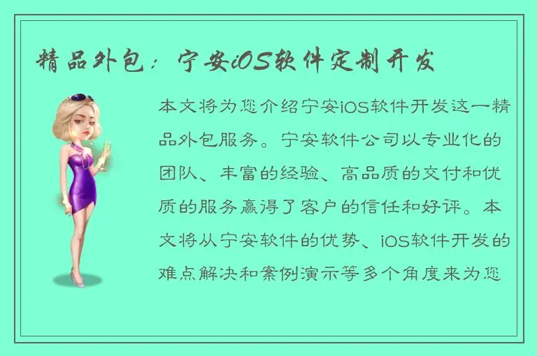 精品外包：宁安iOS软件定制开发