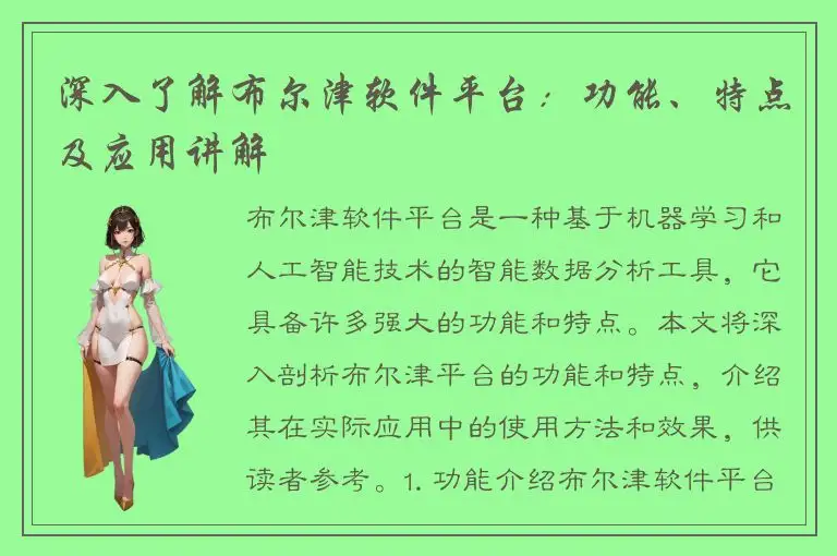 深入了解布尔津软件平台：功能、特点及应用讲解