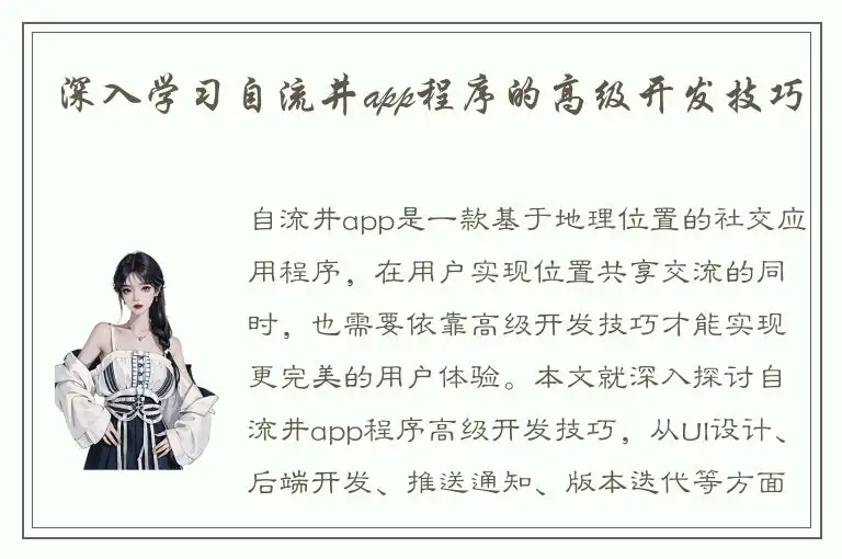 深入学习自流井app程序的高级开发技巧
