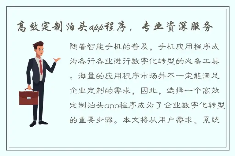 高效定制泊头app程序，专业资深服务