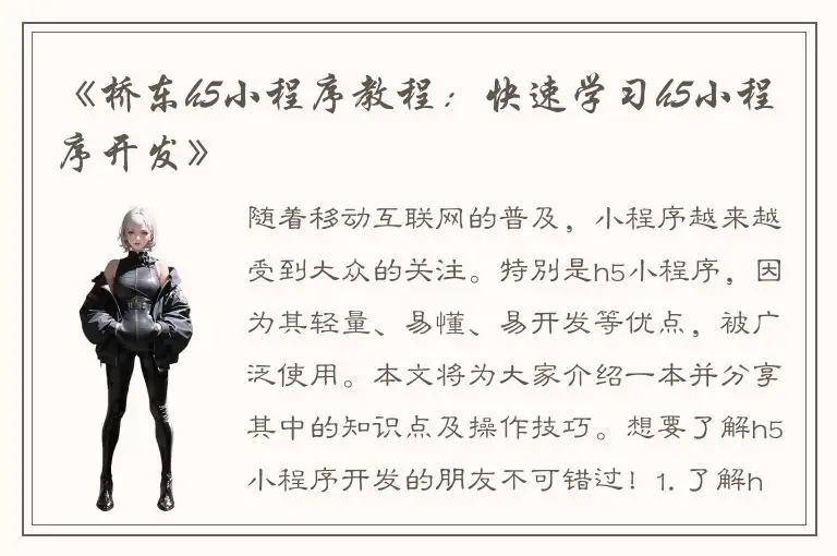 《桥东h5小程序教程：快速学习h5小程序开发》