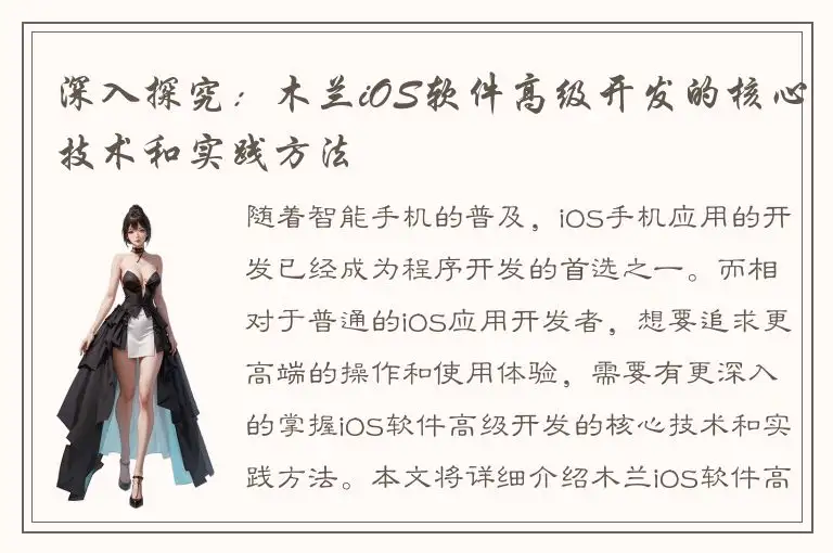 深入探究：木兰iOS软件高级开发的核心技术和实践方法