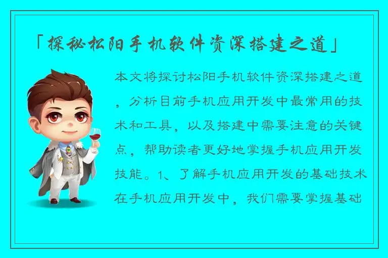 「探秘松阳手机软件资深搭建之道」