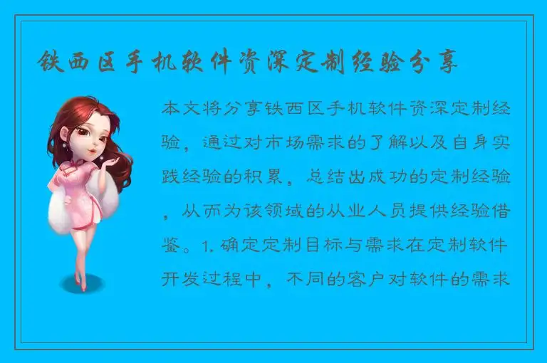 铁西区手机软件资深定制经验分享