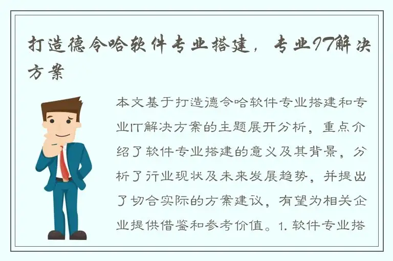 打造德令哈软件专业搭建，专业IT解决方案