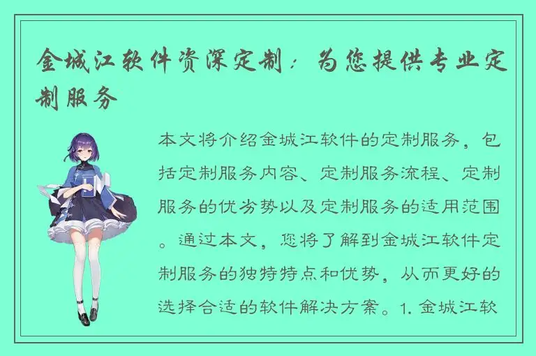 金城江软件资深定制：为您提供专业定制服务