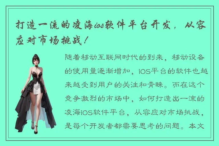打造一流的凌海ios软件平台开发，从容应对市场挑战！