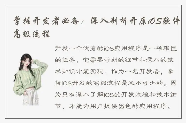 掌握开发者必备：深入剖析开原iOS软件高级流程