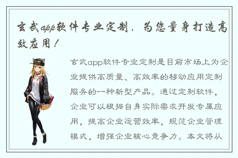 玄武app软件专业定制，为您量身打造高效应用！