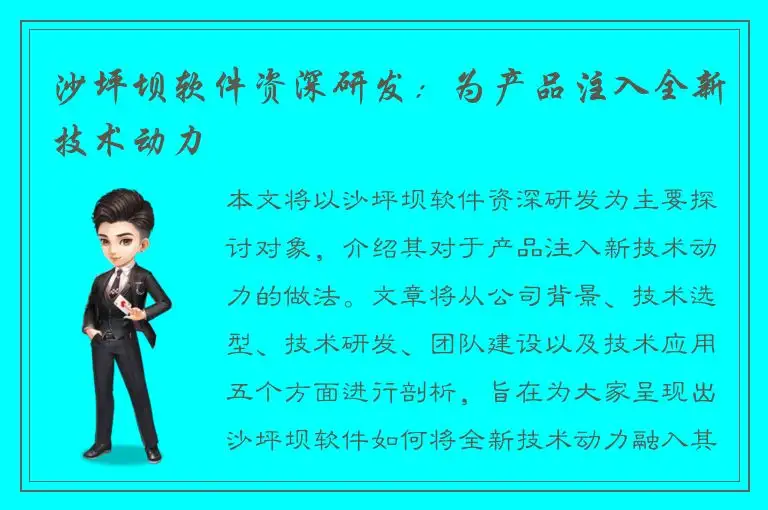 沙坪坝软件资深研发：为产品注入全新技术动力