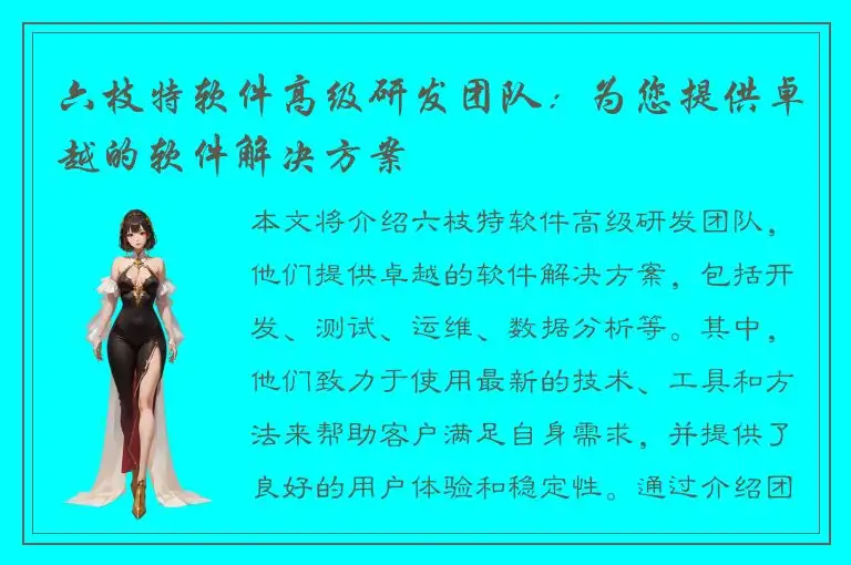 六枝特软件高级研发团队：为您提供卓越的软件解决方案
