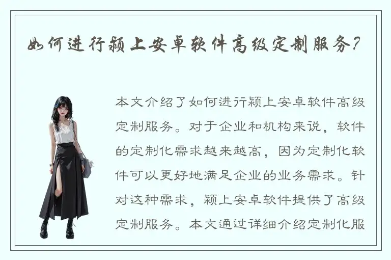 如何进行颍上安卓软件高级定制服务？