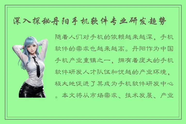 深入探秘丹阳手机软件专业研发趋势