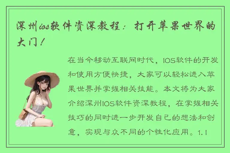 深州ios软件资深教程：打开苹果世界的大门！