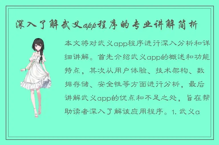 深入了解武义app程序的专业讲解简析