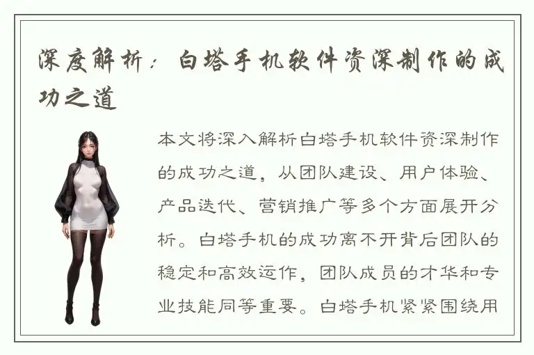 深度解析：白塔手机软件资深制作的成功之道