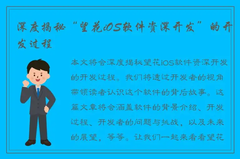 深度揭秘“望花iOS软件资深开发”的开发过程