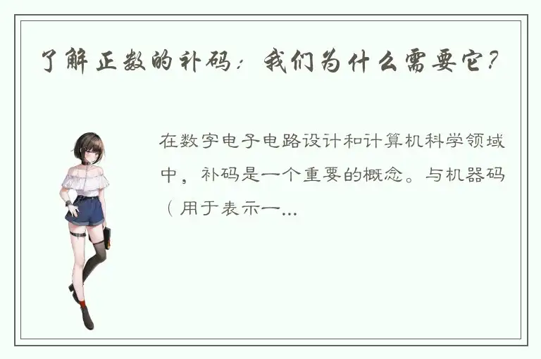了解正数的补码：我们为什么需要它？