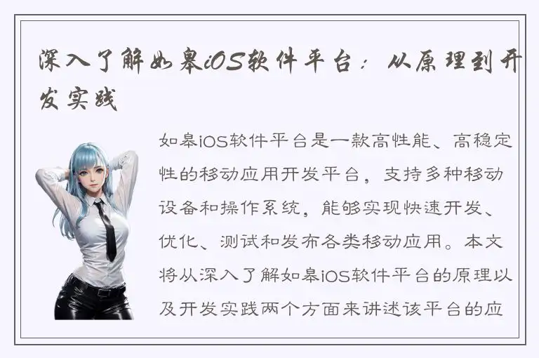 深入了解如皋iOS软件平台：从原理到开发实践