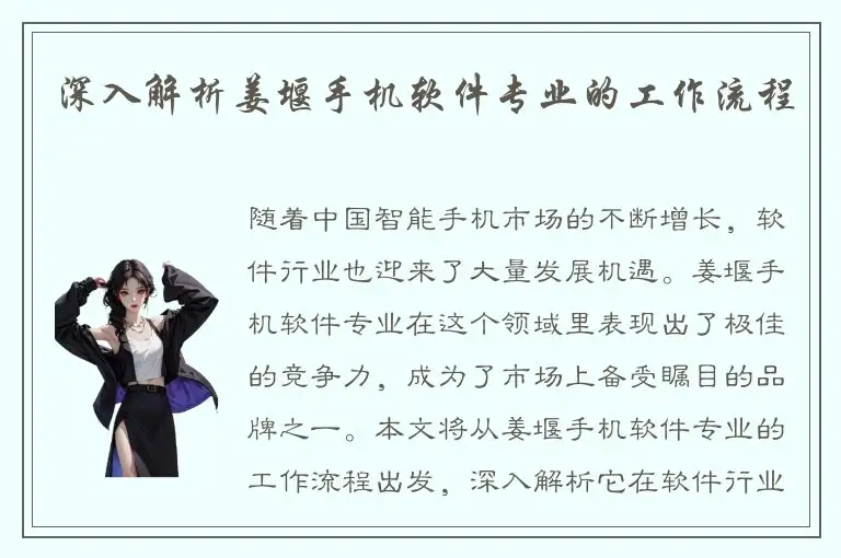 深入解析姜堰手机软件专业的工作流程