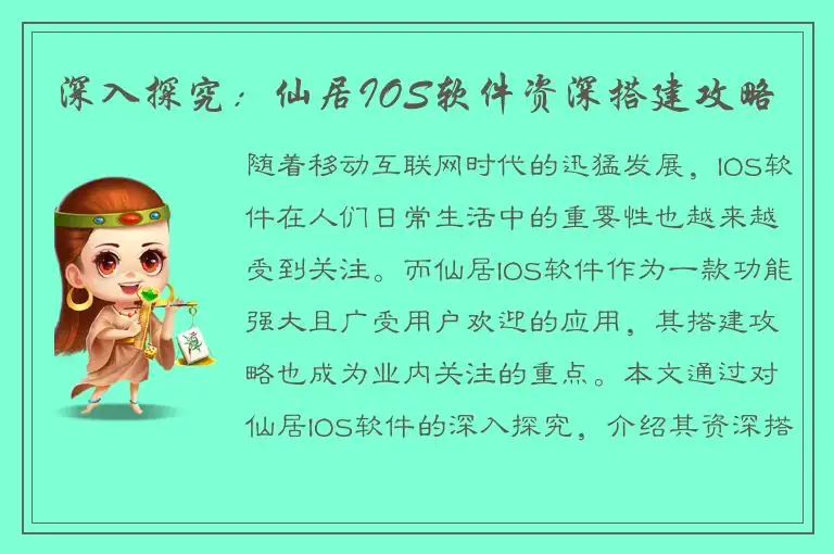 深入探究：仙居IOS软件资深搭建攻略