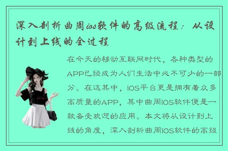 深入剖析曲周ios软件的高级流程：从设计到上线的全过程