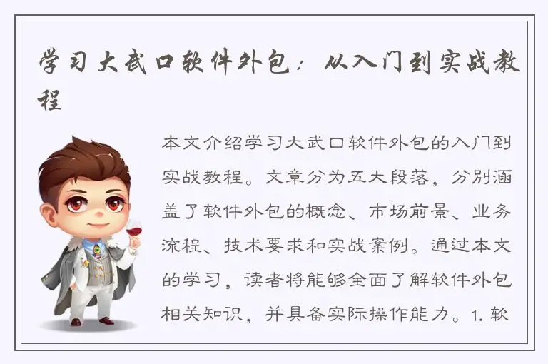 学习大武口软件外包：从入门到实战教程