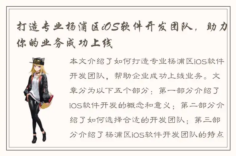 打造专业杨浦区iOS软件开发团队，助力你的业务成功上线