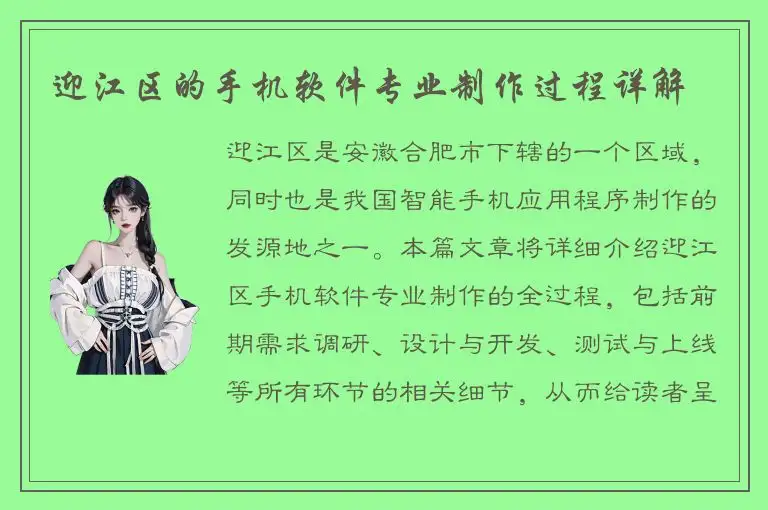 迎江区的手机软件专业制作过程详解