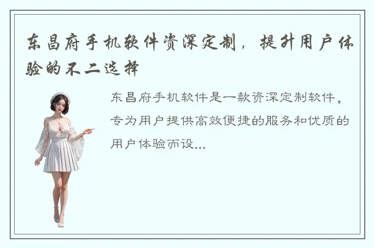 东昌府手机软件资深定制，提升用户体验的不二选择