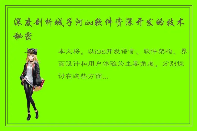 深度剖析城子河ios软件资深开发的技术秘密