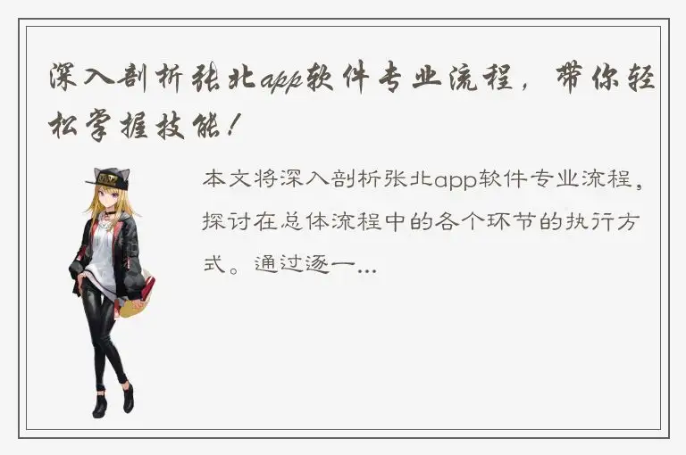 深入剖析张北app软件专业流程，带你轻松掌握技能！