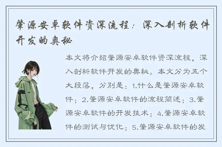 肇源安卓软件资深流程：深入剖析软件开发的奥秘