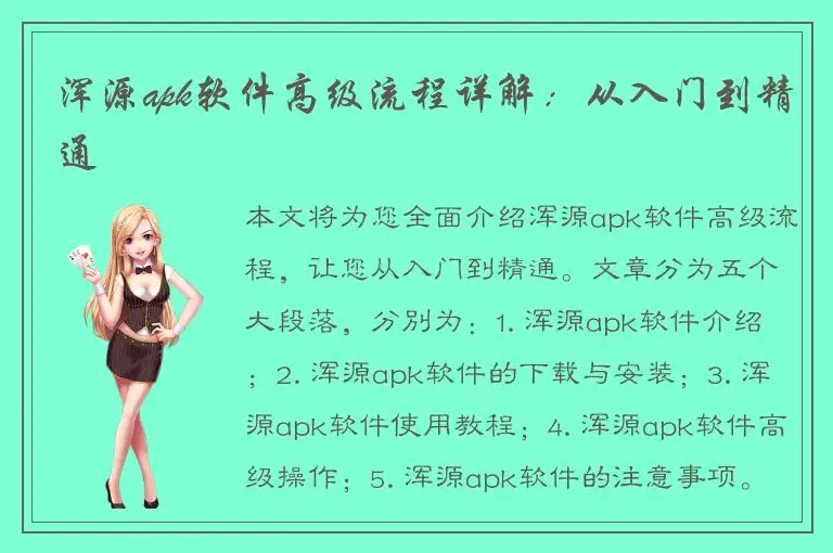 浑源apk软件高级流程详解：从入门到精通
