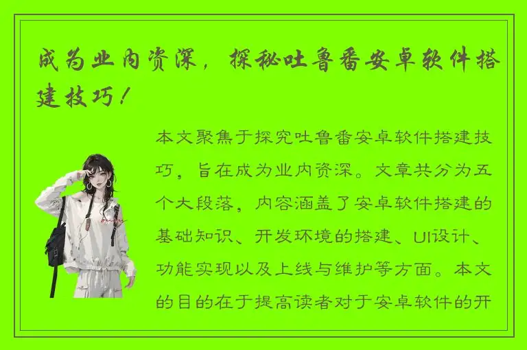 成为业内资深，探秘吐鲁番安卓软件搭建技巧！