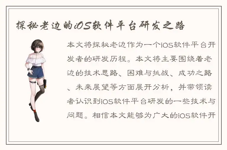 探秘老边的iOS软件平台研发之路
