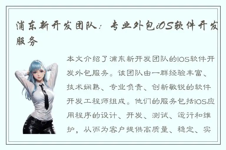 浦东新开发团队：专业外包iOS软件开发服务