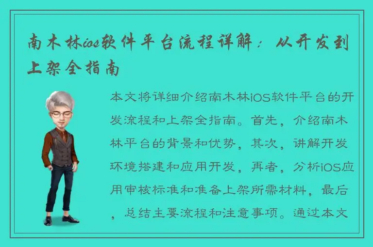 南木林ios软件平台流程详解：从开发到上架全指南