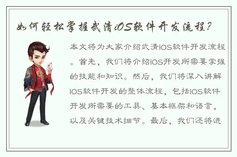 如何轻松掌握武清iOS软件开发流程？