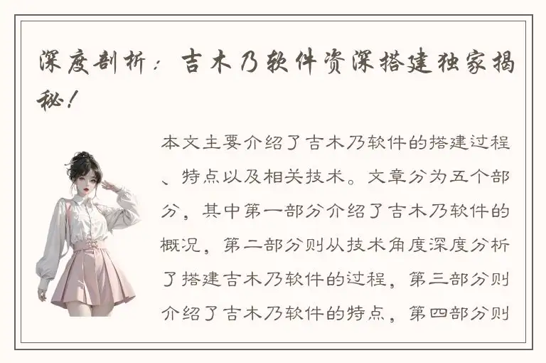 深度剖析：吉木乃软件资深搭建独家揭秘！