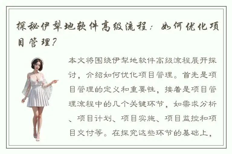 探秘伊犁地软件高级流程：如何优化项目管理？
