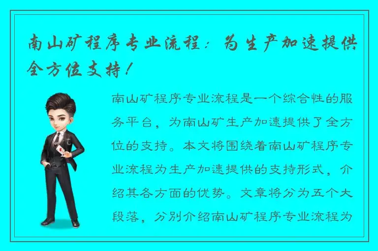 南山矿程序专业流程：为生产加速提供全方位支持！