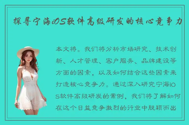 探寻宁海iOS软件高级研发的核心竞争力