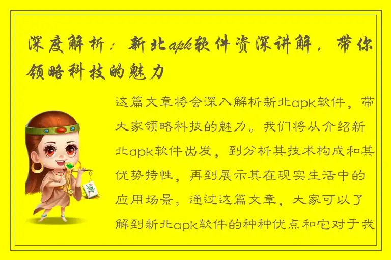 深度解析：新北apk软件资深讲解，带你领略科技的魅力