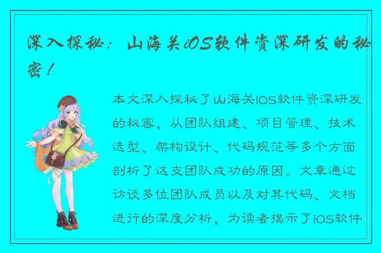 深入探秘：山海关iOS软件资深研发的秘密！