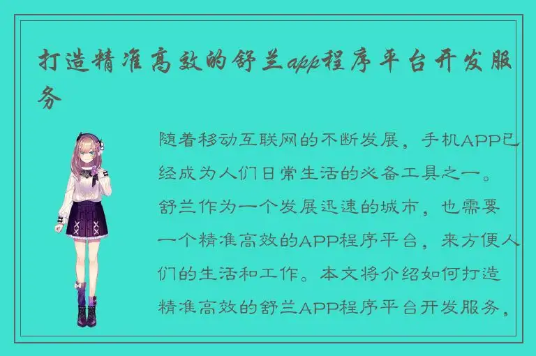 打造精准高效的舒兰app程序平台开发服务