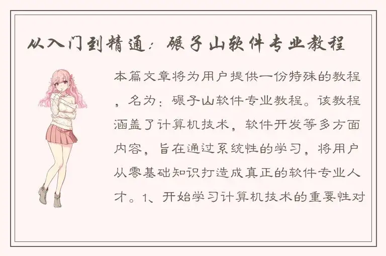 从入门到精通：碾子山软件专业教程