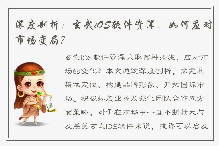 深度剖析：玄武iOS软件资深，如何应对市场变局？