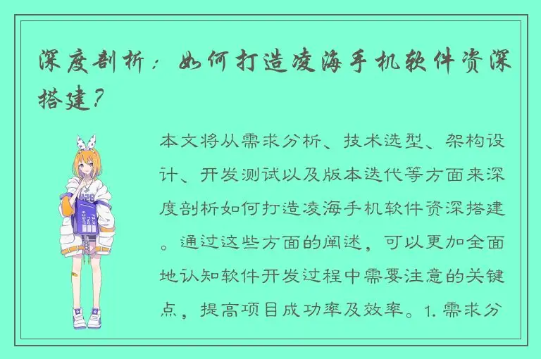 深度剖析：如何打造凌海手机软件资深搭建？